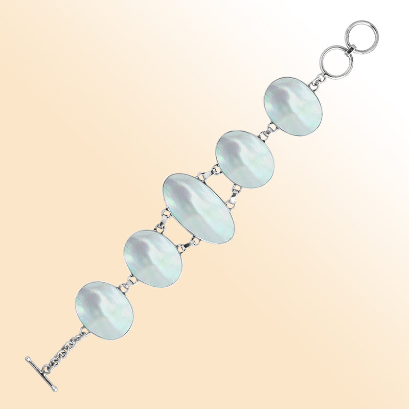 AB-1050-MOP Sterling Silver Bracelet With Mother Of Pearl Jewelry Bali Designs Inc 
