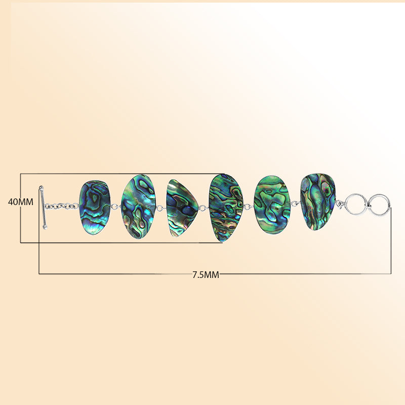Sterling Silver bracelet with shimmering Abalone Shell panels, handcrafted in Bali.