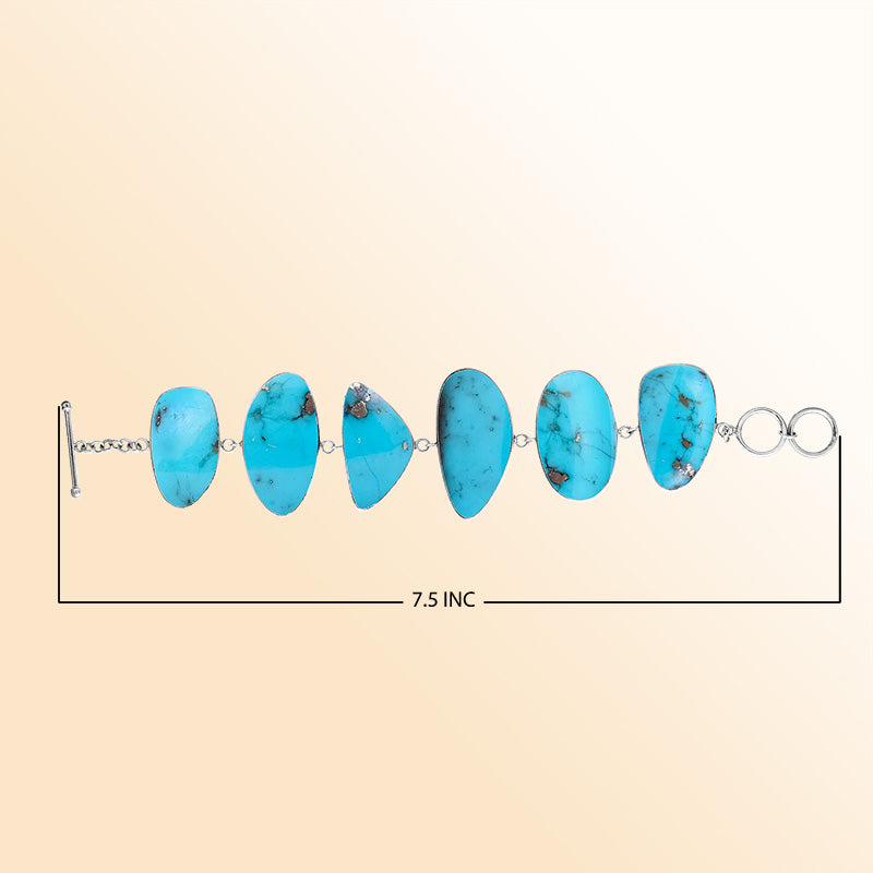 Sterling Silver bracelet with vibrant Turquoise Shell panels, handcrafted in Bali.