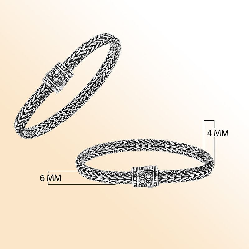 Handcrafted 925 Sterling Silver woven bracelet with Balinese push lock clasp design