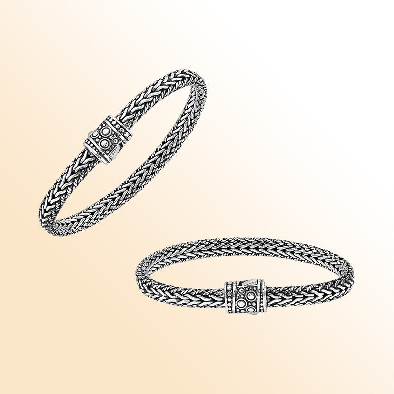 Handcrafted 925 Sterling Silver woven bracelet with Balinese push lock clasp design