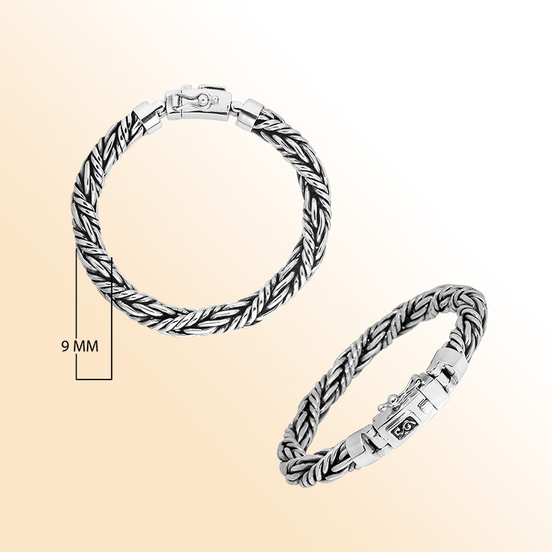 Sterling Silver 7MM Handcrafted Bali Woven Bracelet with Box Clasp
