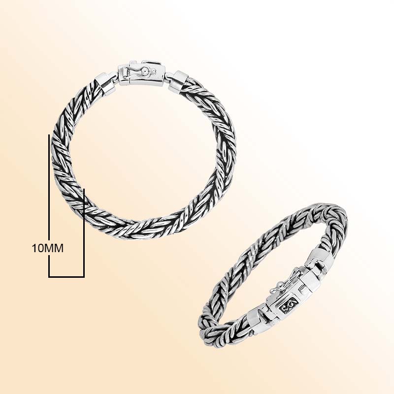 Sterling Silver Handcrafted Bali Woven Bracelet with Box Clasp