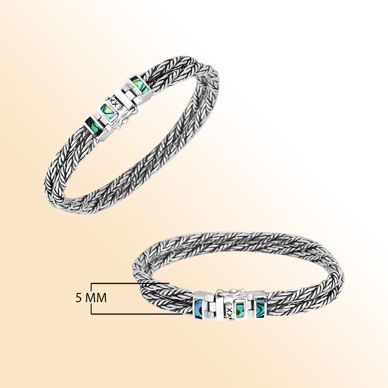 AB-1102-AB-7.5" Sterling Silver Bracelet With Abalone Shell Jewelry Bali Designs Inc 