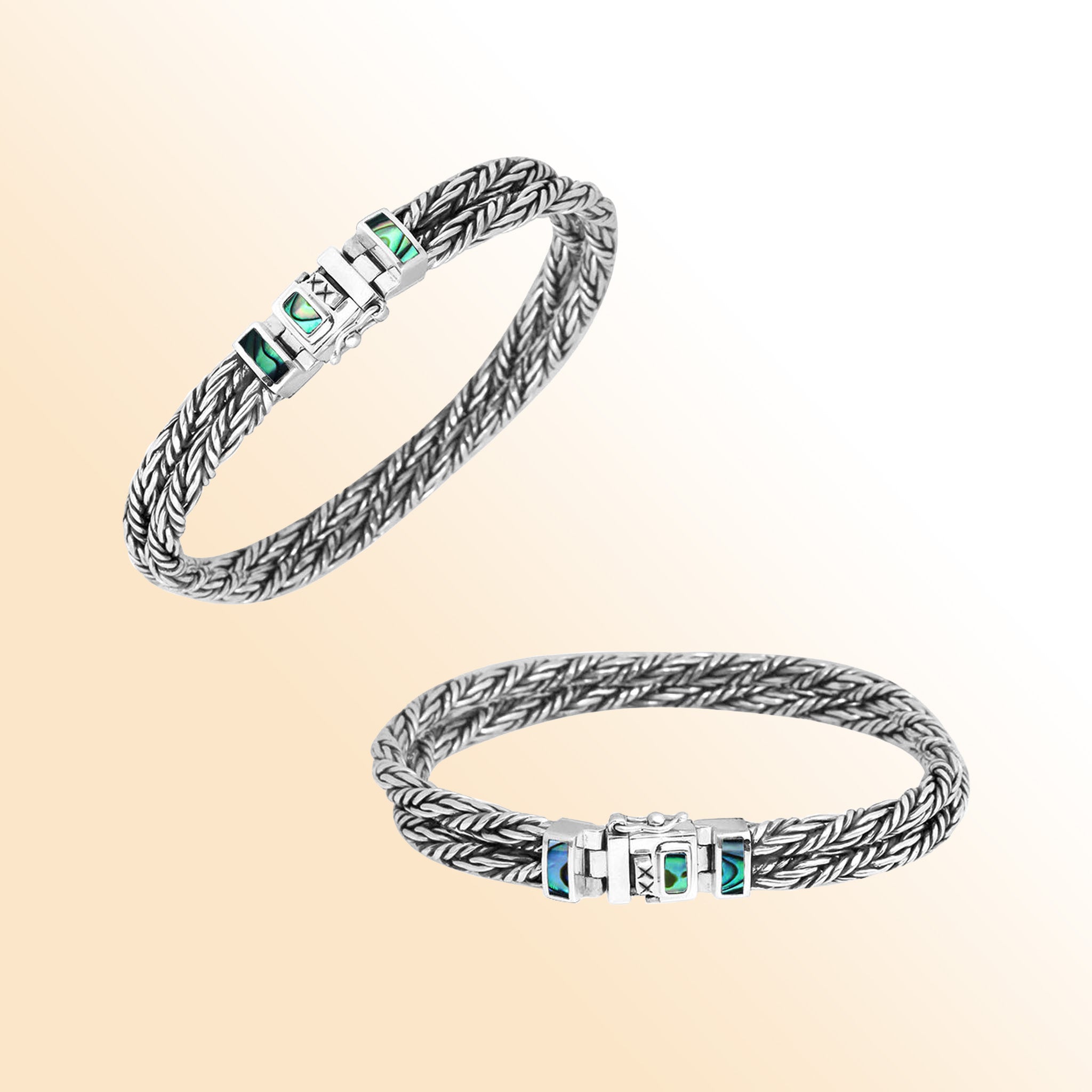 AB-1102-AB-7.5" Sterling Silver Bracelet With Abalone Shell Jewelry Bali Designs Inc 