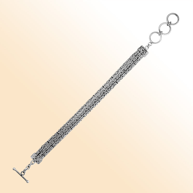 Sterling Silver Handcrafted Bali Chain Bracelet for Men & Women