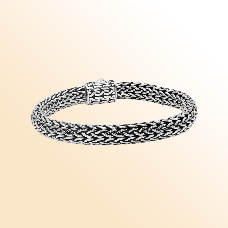 Sterling Silver Bali Bracelet With Ruby Quartz | Unisex Handcrafted Jewelry