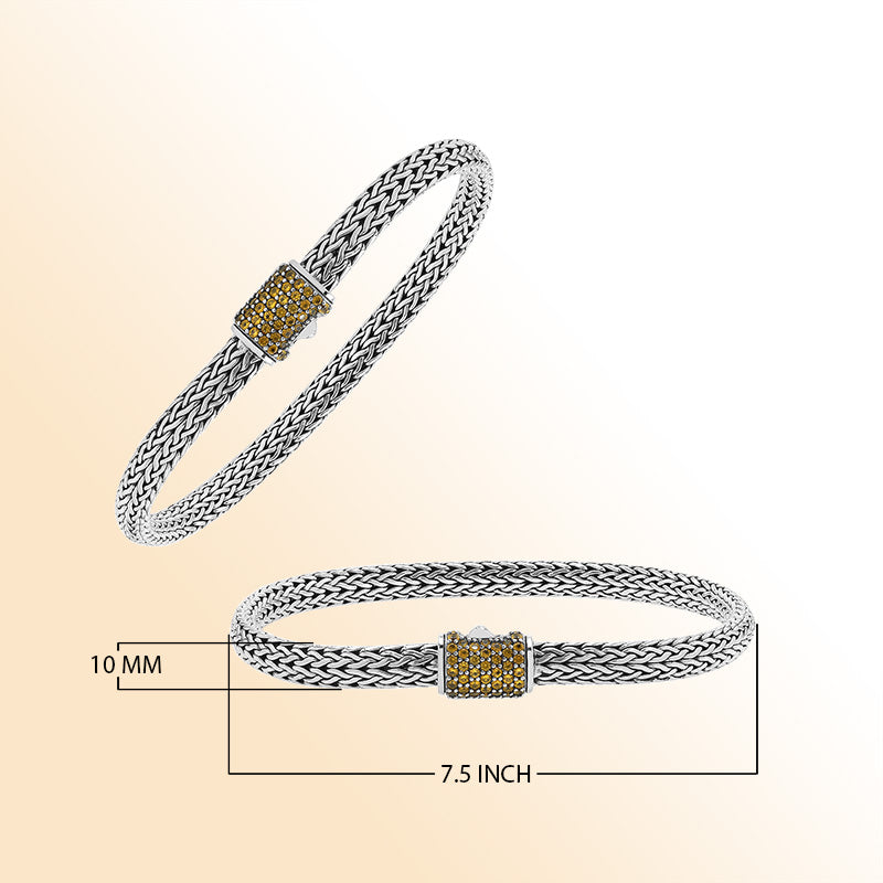 Handcrafted Sterling Silver Bali Bracelet 4X6 MM – Citrine Quartz