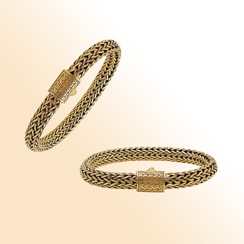 Braided 18K Solid Gold Bracelet With Push Lock