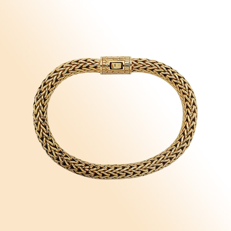 Braided 18K Solid Gold Bracelet With Push Lock