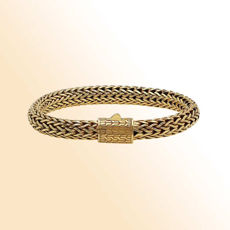 Braided 18K Solid Gold Bracelet With Push Lock