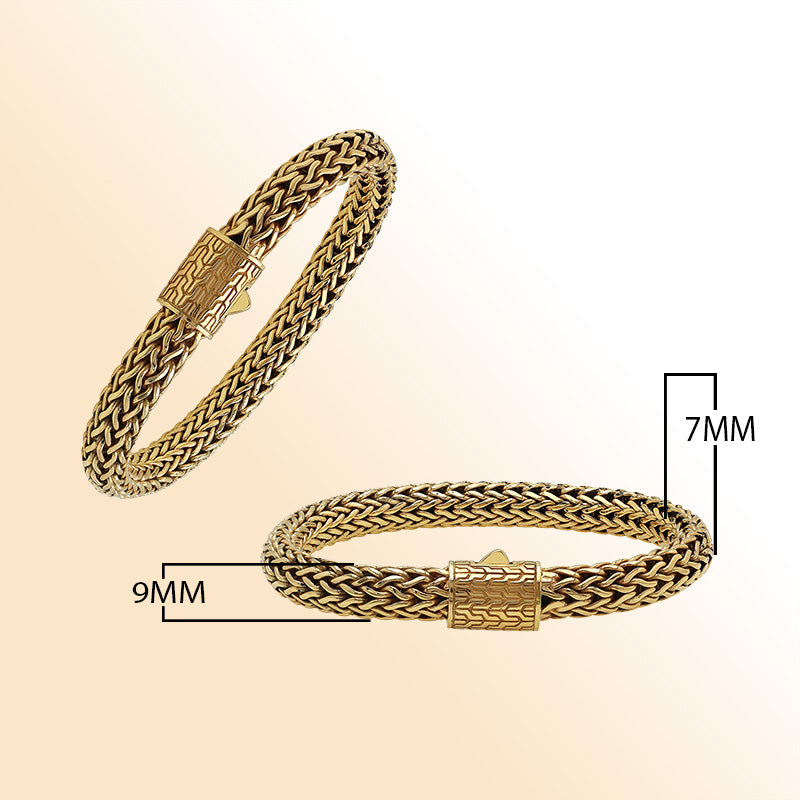 Braided 18K Solid Gold Bracelet With Push Lock