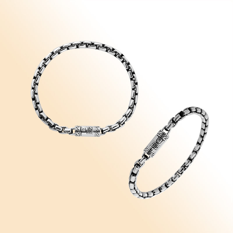 Sterling Silver Cushion Chain Bracelet With Polished Finish