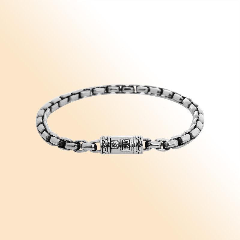 Sterling Silver Cushion Chain Bracelet With Polished Finish