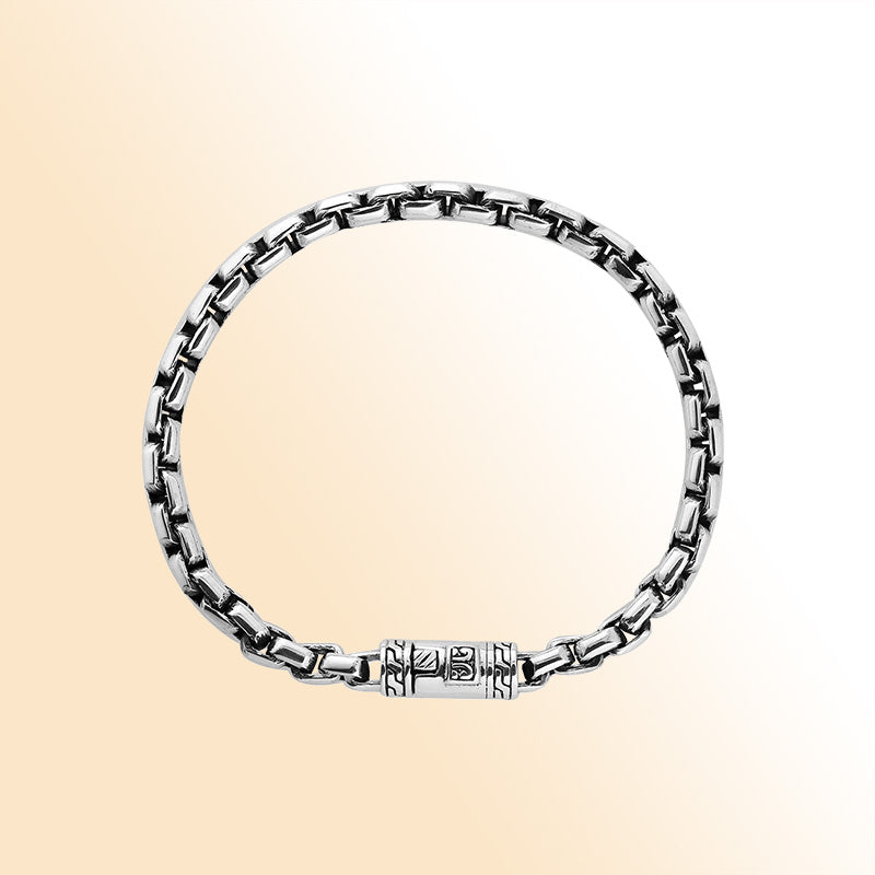 Sterling Silver Cushion Chain Bracelet With Polished Finish