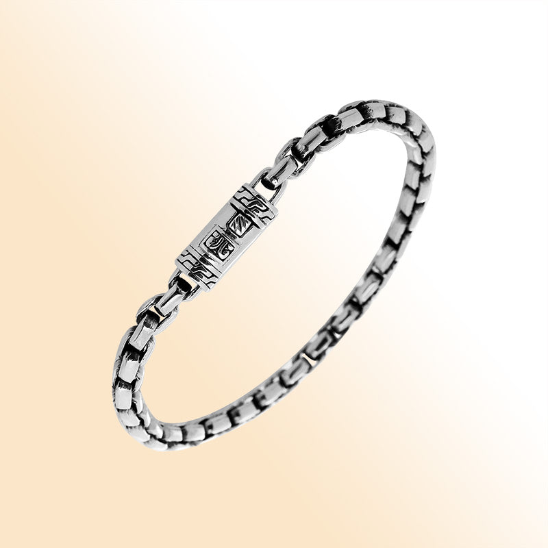 Sterling Silver Cushion Chain Bracelet With Polished Finish