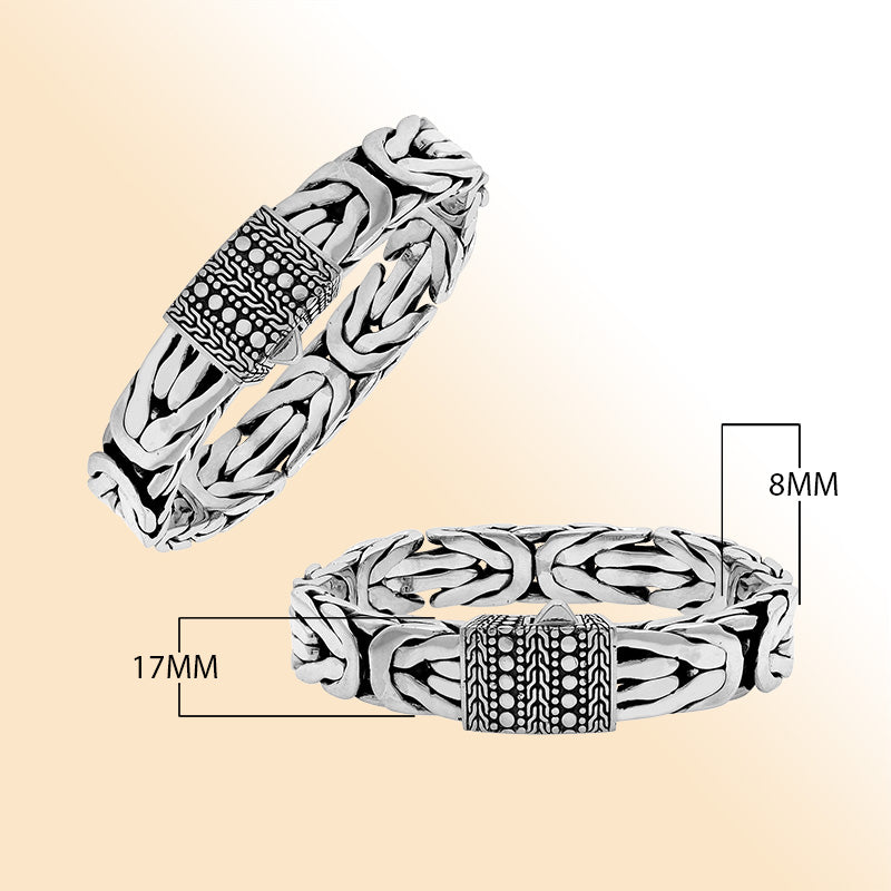 Balinese Woven Silver Bracelet With Intricate Texture And Push Clasp