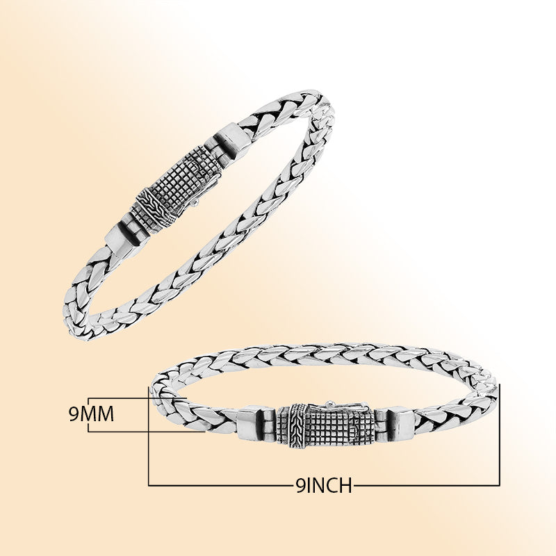 Balinese Flat Wheat Silver Bracelet With Polished Finish And Box Clasp