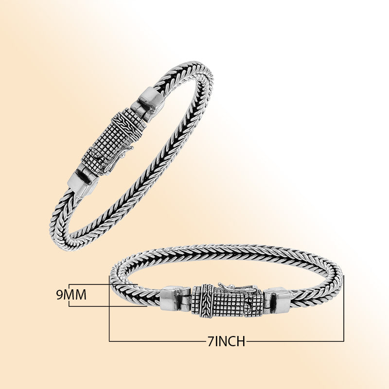 Balinese Weave 925 Sterling Silver Bracelet With Box Lock For Men And Women