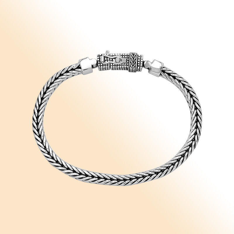 Balinese Weave 925 Sterling Silver Bracelet With Box Lock For Men And Women