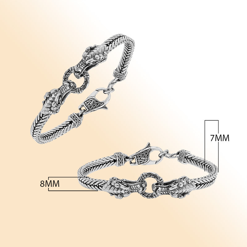 Balinese Dragon 925 Sterling Silver Bracelet With Lobster Lock For Men