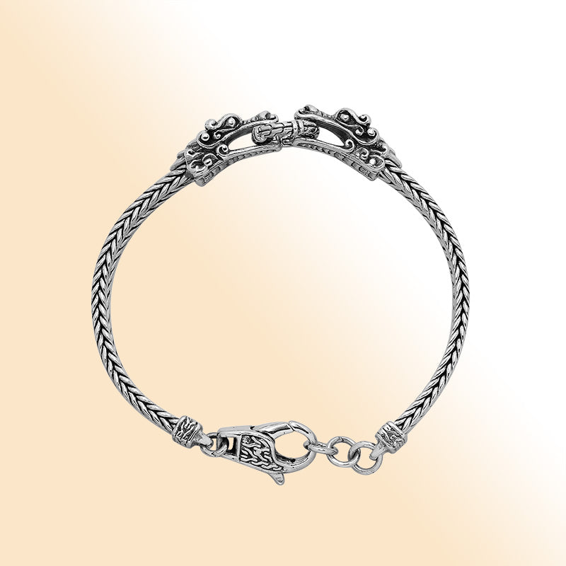 Balinese Dragon 925 Sterling Silver Bracelet With Lobster Lock For Men