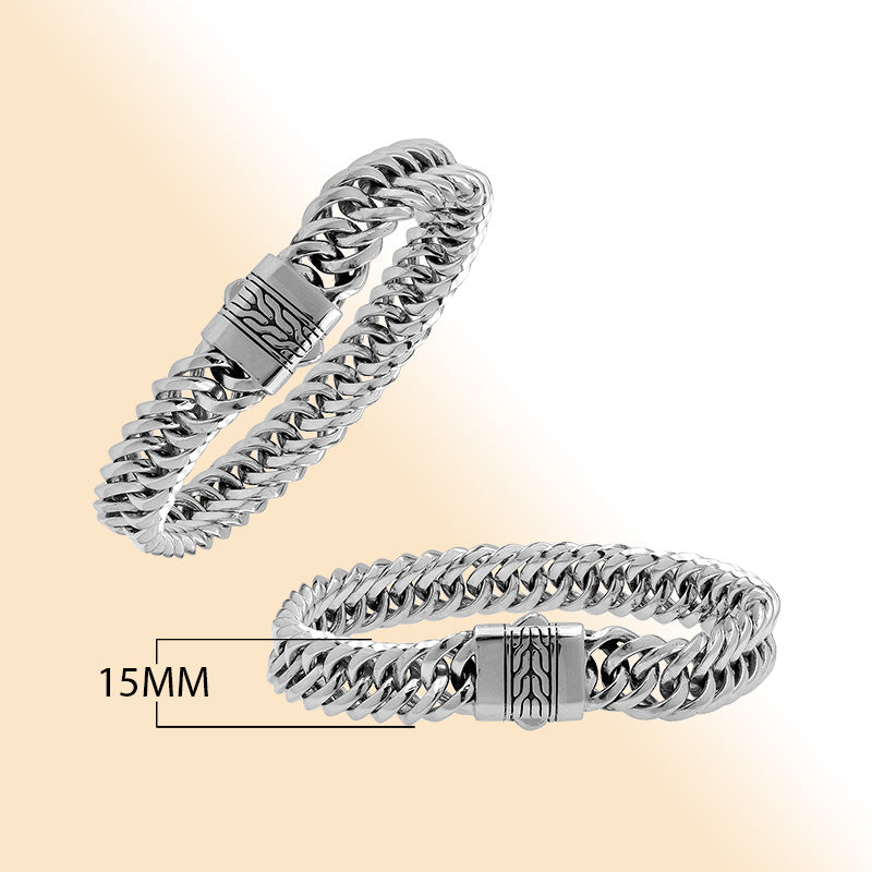 Sterling Silver Bold Curb Chain Bracelet With Polished Push Clasp For Retail