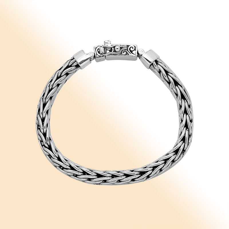 Sterling Silver Wheat Chain Bracelet With Decorative Box Clasp For Retail