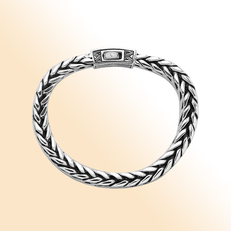 Sterling Silver Curb Chain Bracelet With Decorative Engraved Box Clasp For Retail