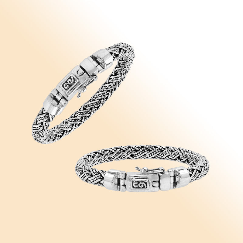 Sterling Silver Woven Bracelet With Box Clasp And Safety Latch For Retail