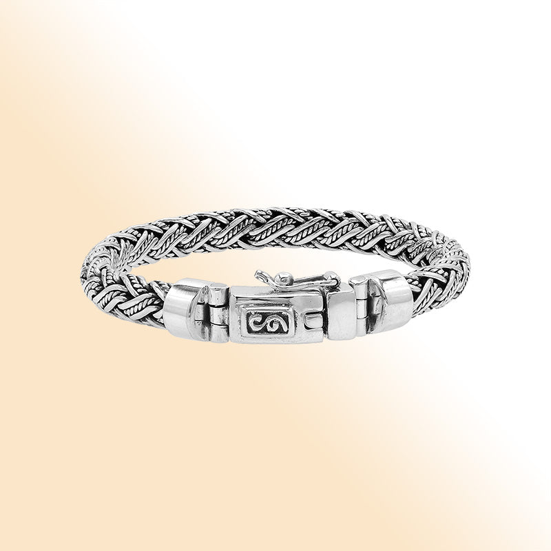 Sterling Silver Woven Bracelet With Box Clasp And Safety Latch For Retail