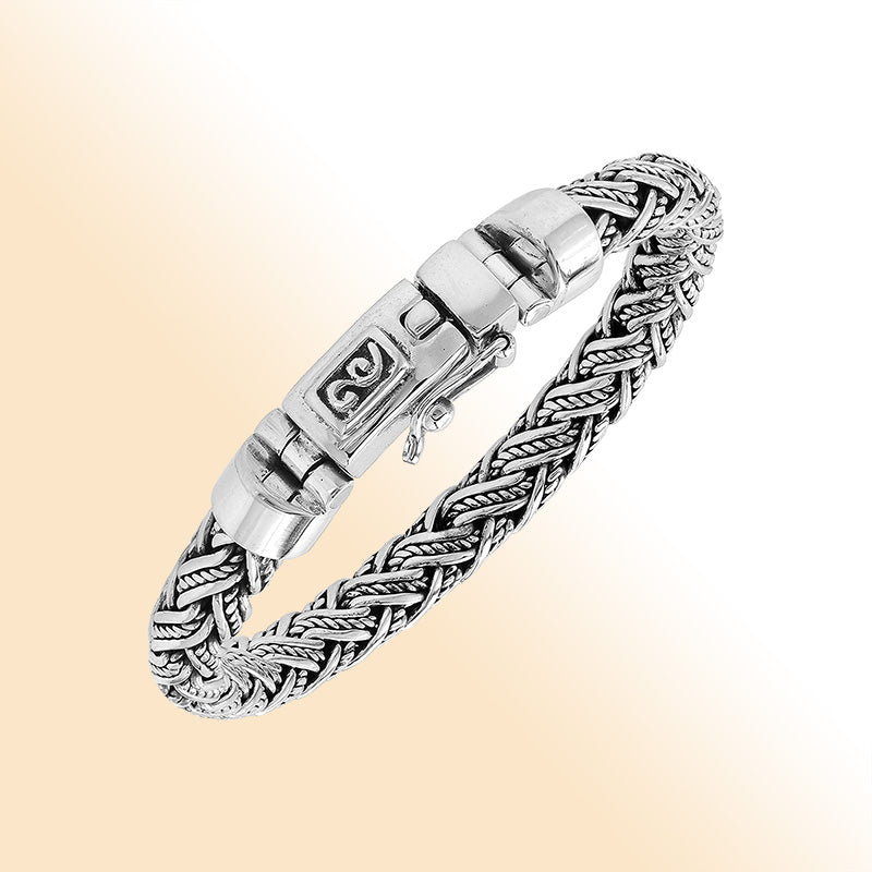Sterling Silver Woven Bracelet With Box Clasp And Safety Latch For Retail