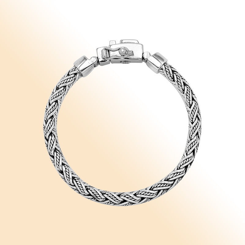 Sterling Silver Woven Bracelet With Box Clasp And Safety Latch For Retail