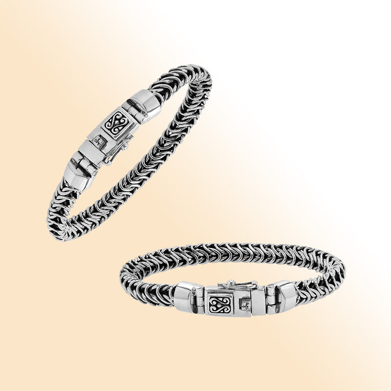 Sterling Silver Woven Bracelet With Box Clasp And Safety Latch