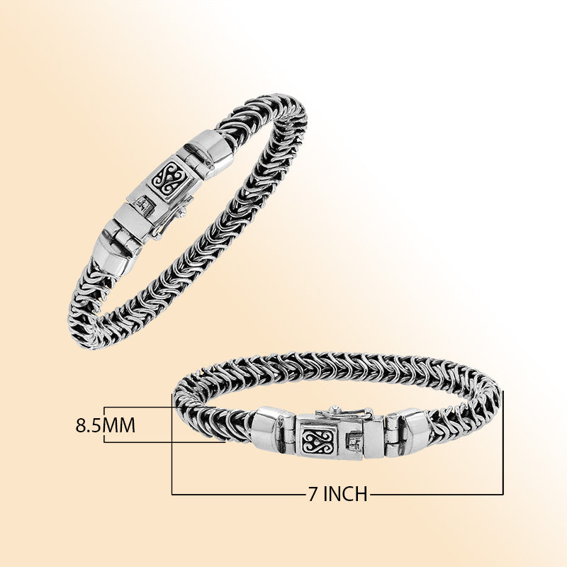 Sterling Silver Woven Bracelet With Box Clasp And Safety Latch