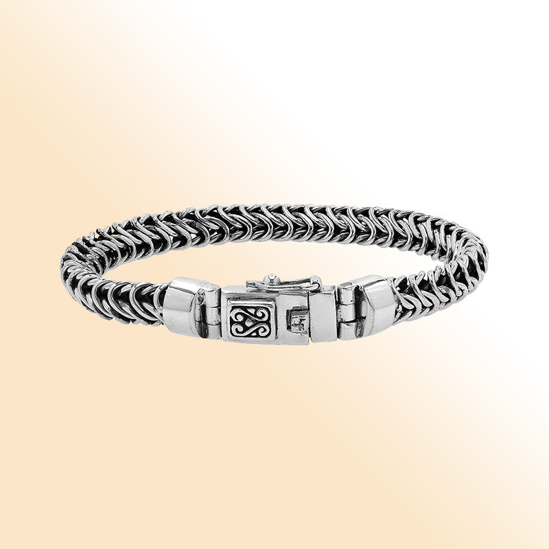 Sterling Silver Woven Bracelet With Box Clasp And Safety Latch