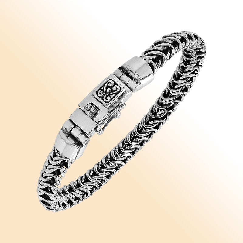 Sterling Silver Woven Bracelet With Box Clasp And Safety Latch