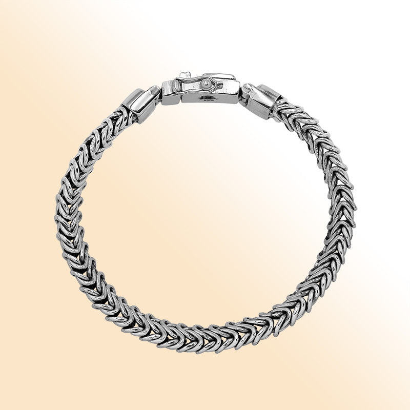 Sterling Silver Woven Bracelet With Box Clasp And Safety Latch