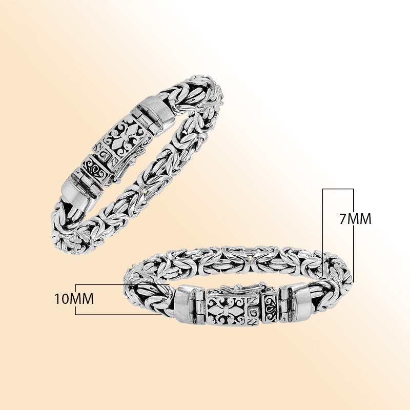 Sterling Silver Ornate Woven Bracelet With Engraved Box Clasp For Retail
