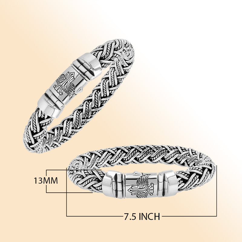 Sterling Silver Woven Bracelet With Polished Push Clasp For Retail