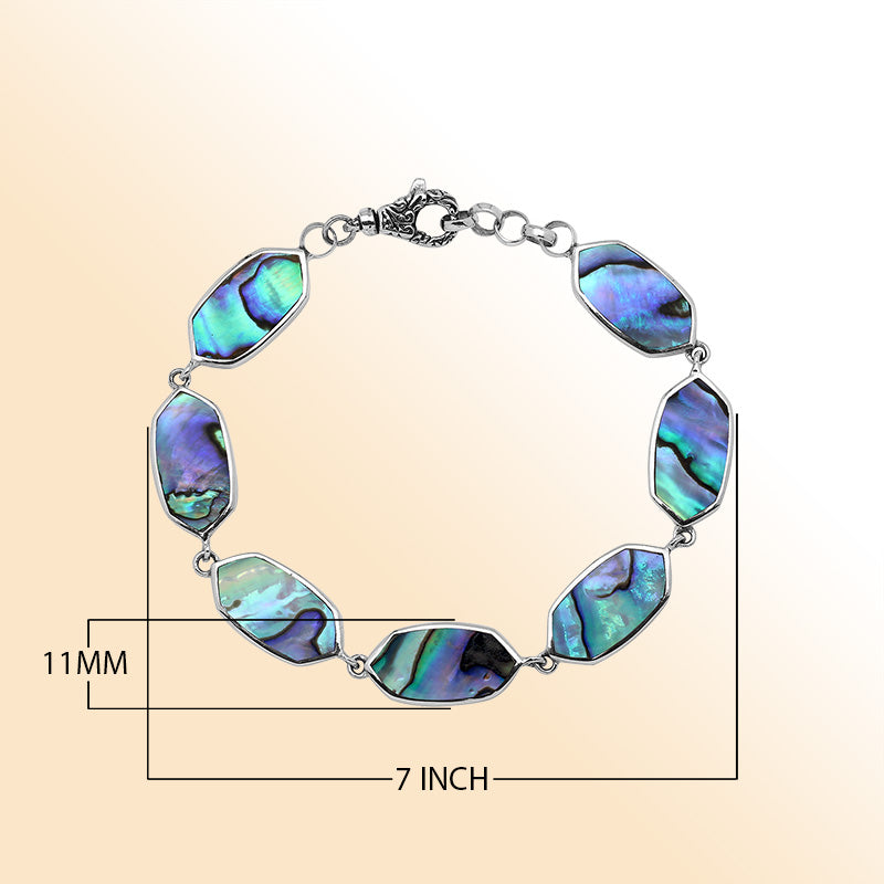 Sterling Silver Abalone Shell Bracelet With Lobster Lock For Retail