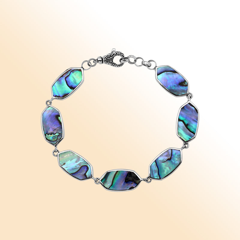 Sterling Silver Abalone Shell Bracelet With Lobster Lock For Retail