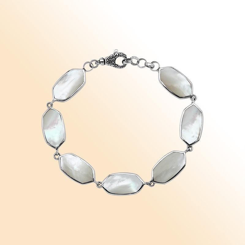 Sterling Silver Bracelet With Mother Of Pearl Jewelry Bali Designs Inc 