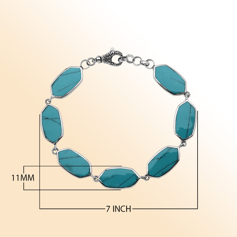 Sterling Silver Turquoise Shell Bracelet With Lobster Lock For Retail