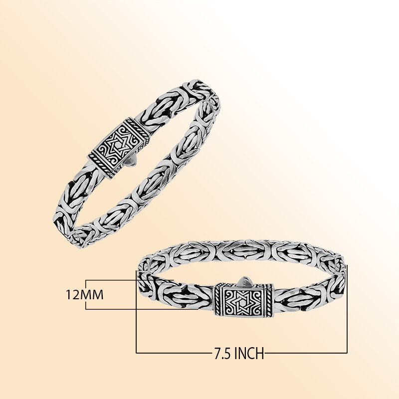 Sterling Silver Woven Bracelet With Engraved Push Clasp For Retail
