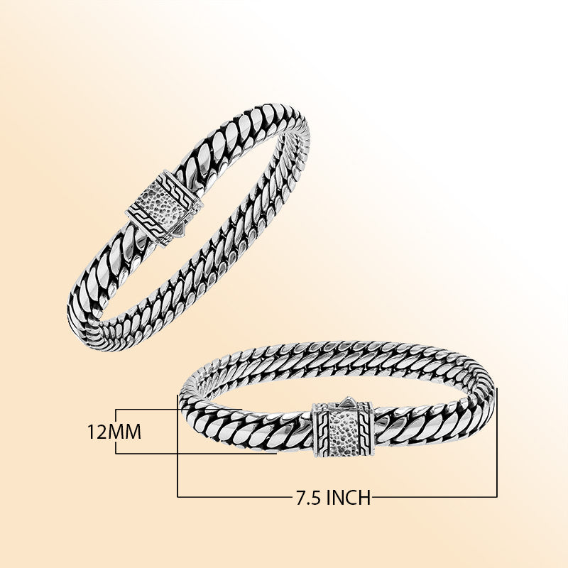 Sterling Silver Curb Chain Bracelet With Engraved Push Clasp For Retail