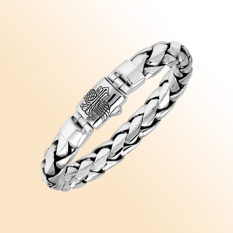Sterling silver heavy chain bracelet with an 8×12 mm link pattern, polished finish, and secure push clasp for a stylish and durable everyday accessory.