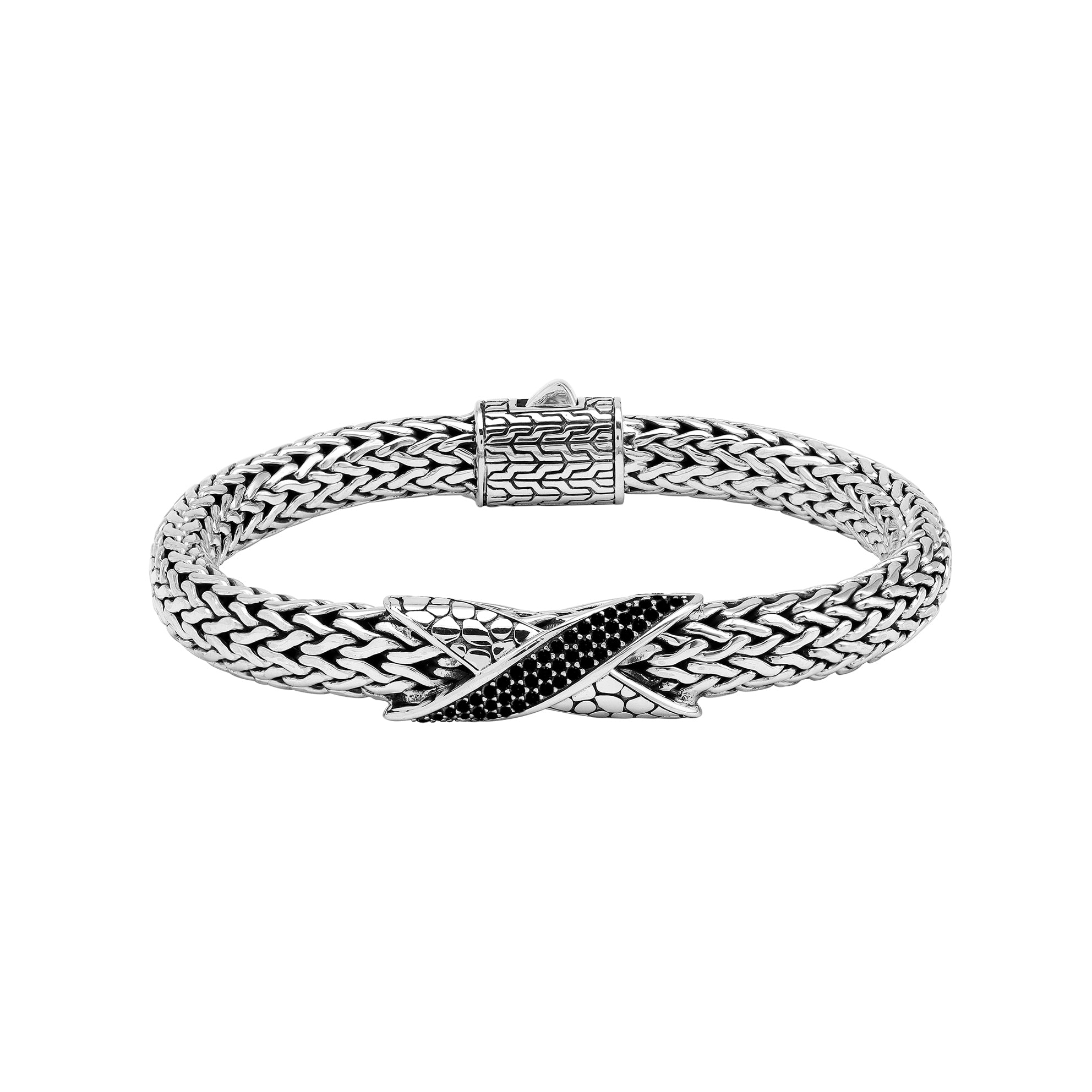 AB-1287-CZB Sterling Silver Bracelet With Black Cubic Zirconia