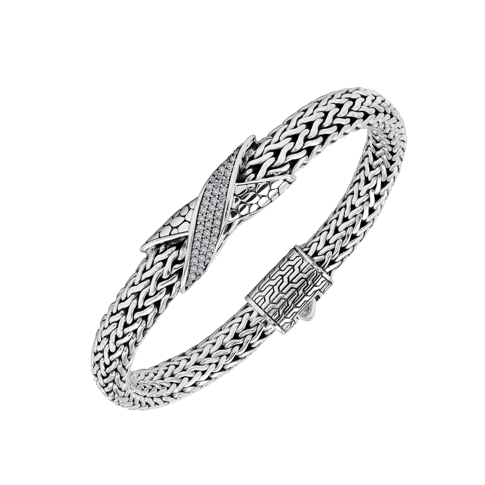 AB-1287-CZW Sterling Silver Bracelet With White Cubic Zirconia