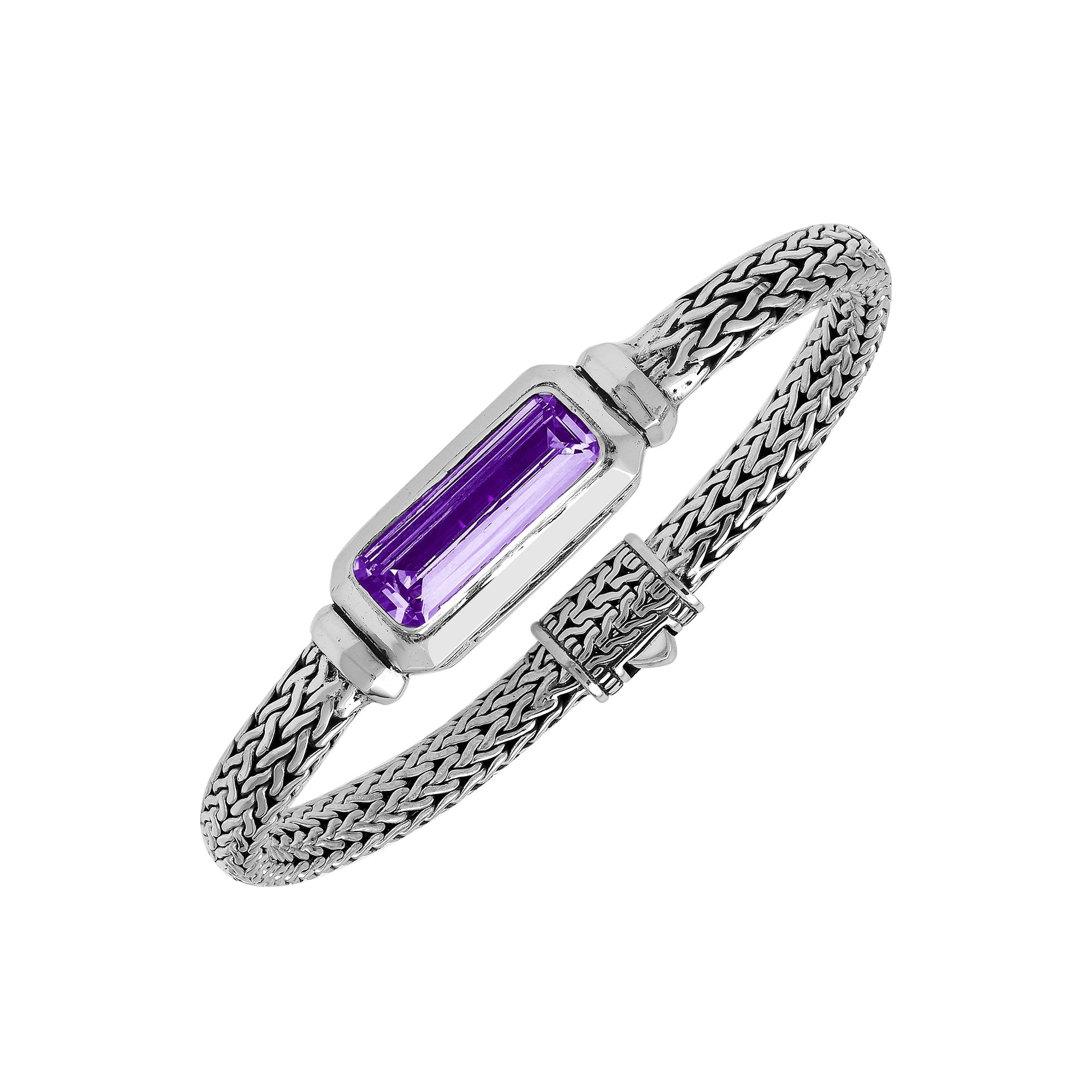 AB-1288-AM Sterling Silver Bracelet With Amethyst Q.